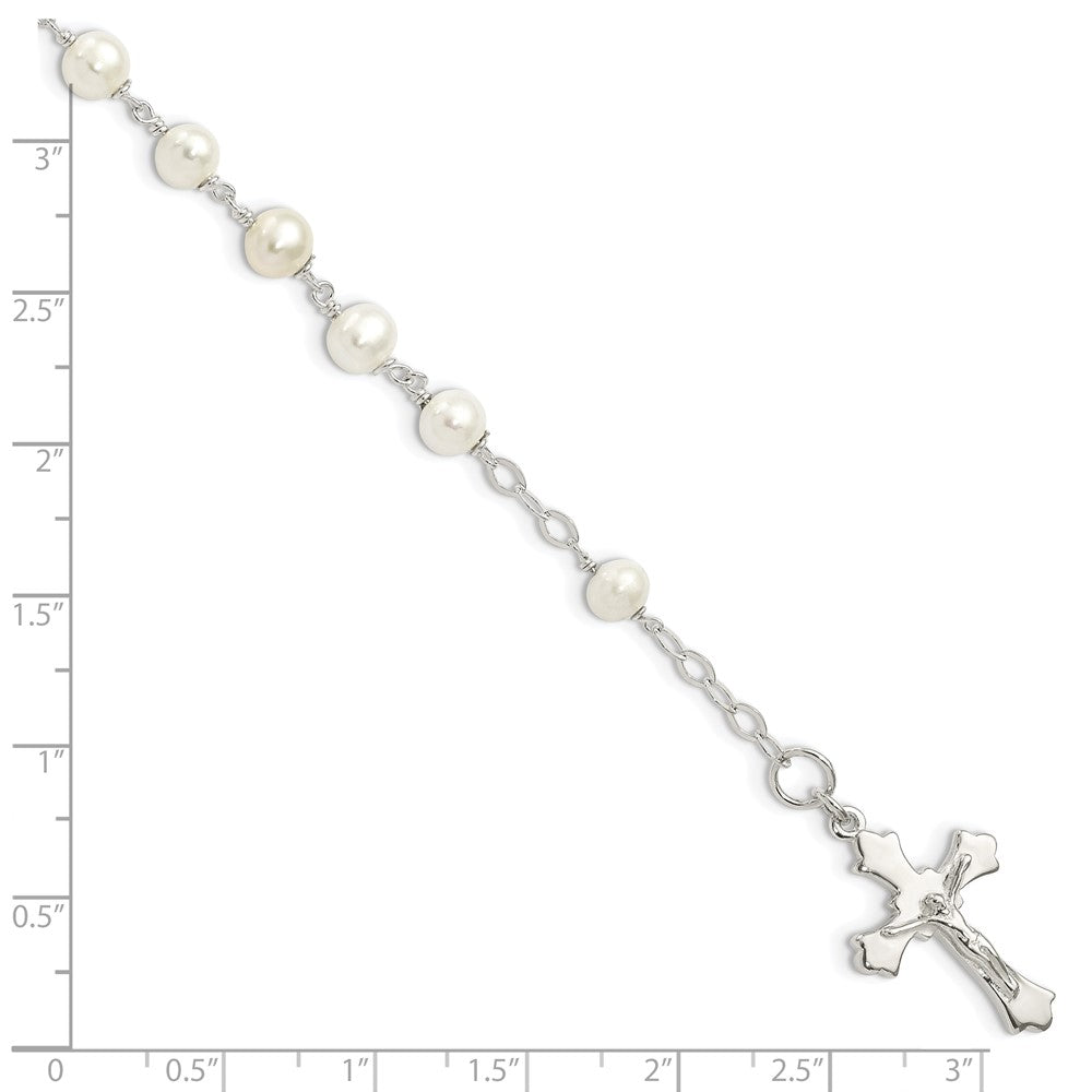 Sterling Silver and FW Cultured Pearl Rosary Bracelet