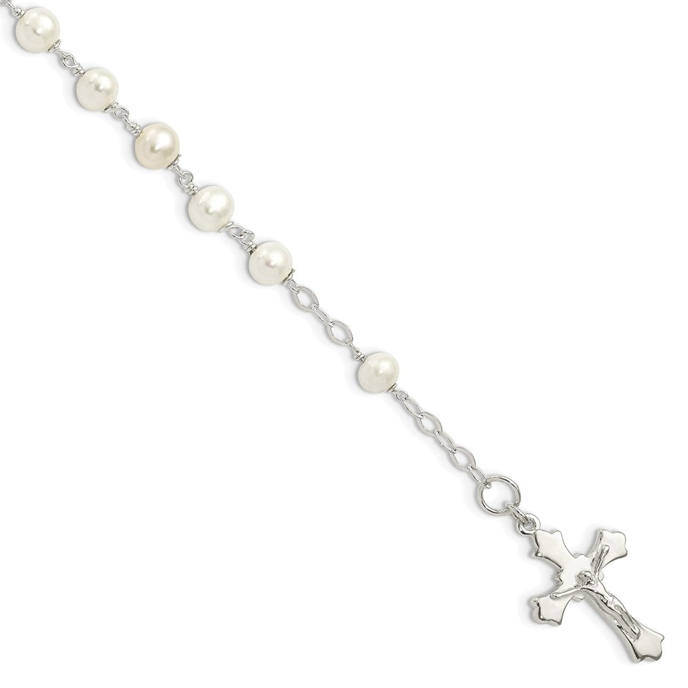 Sterling Silver and FW Cultured Pearl Rosary Bracelet