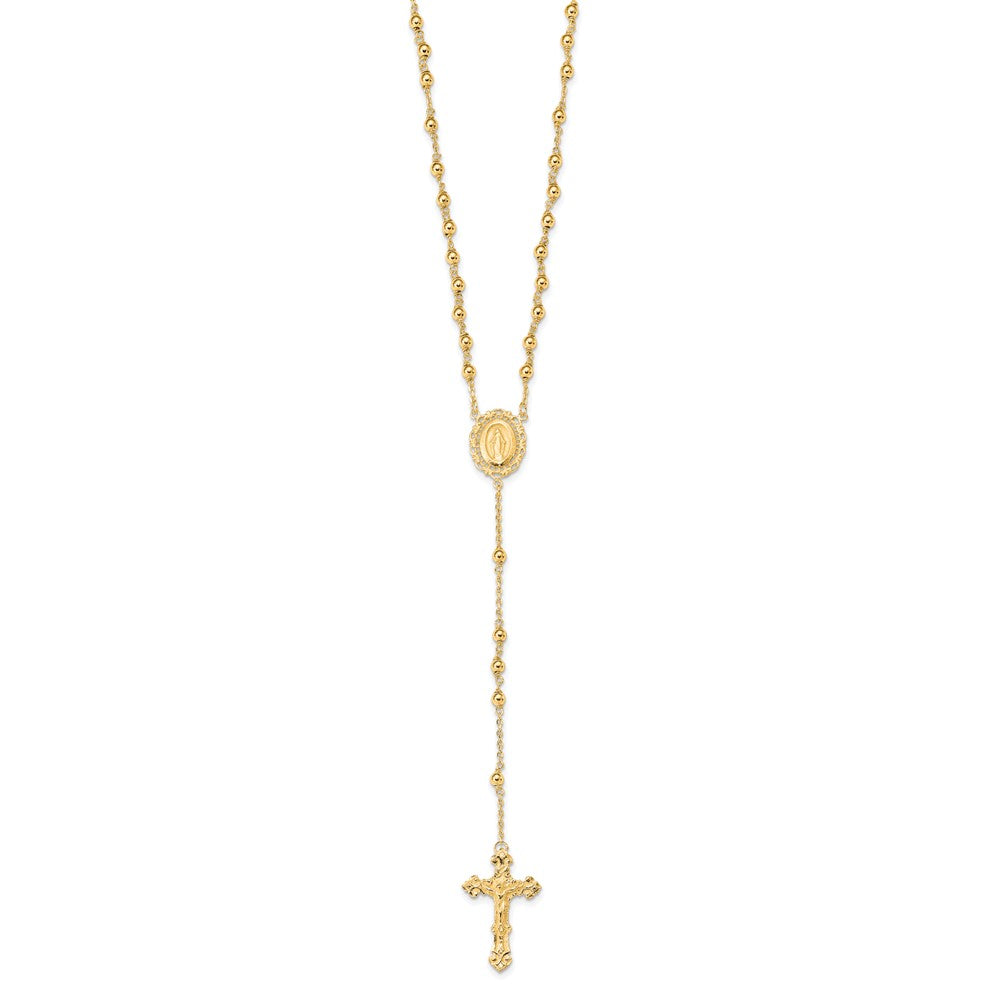 Sterling Silver Flash Gold-plated Polished Rosary Necklace