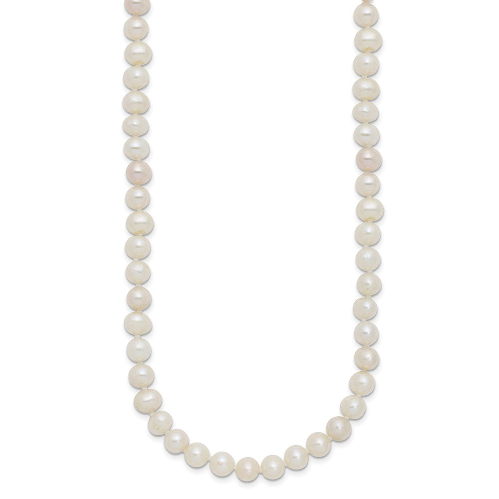 Sterling Silver Rhodium 6-7mm White Freshwater Cultured Pearl Necklace