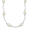 Sterling Silver Rh-plated 6-7mm White FW Cultured Pearl Necklace