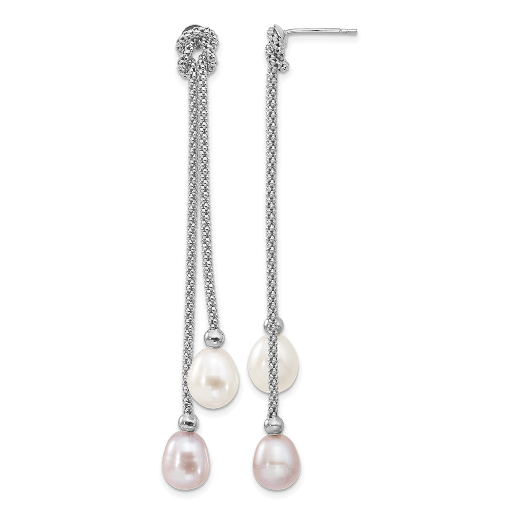 Sterling Silver Rhodium FWC Pearl Knot 18 in. Necklace/Earring Set