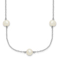 Sterling Silver Rhodium 7-8mm White FWC Pearl w/ ext. Necklace