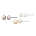 Sterling Silver RH White/Pink/Purple FWC Pearl Neck/Bracelet/Ear Set
