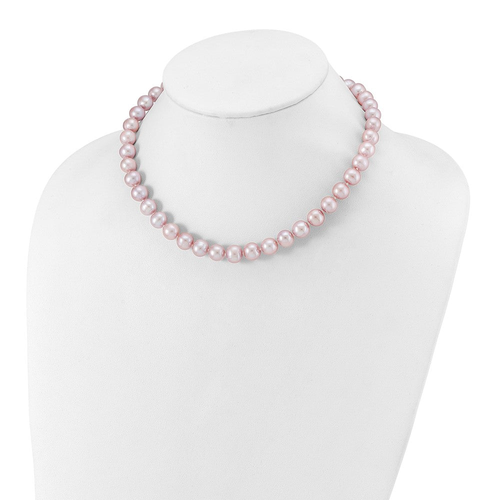 Sterling Silver Rh-plated 9-10mm Purple FW Cultured Pearl Necklace