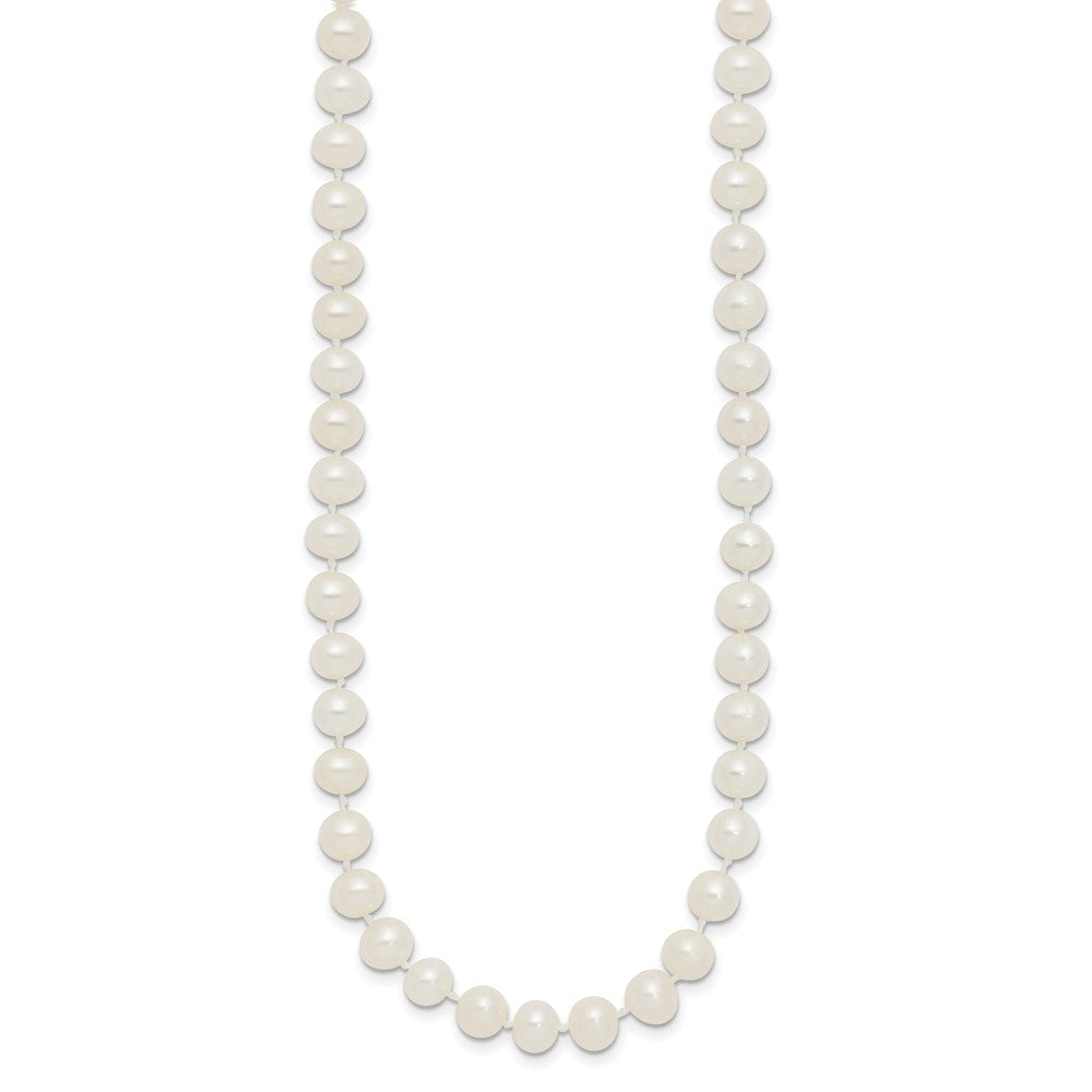 Sterling Silver Rhodium 5-6mm White Freshwater Cultured Pearl Necklace