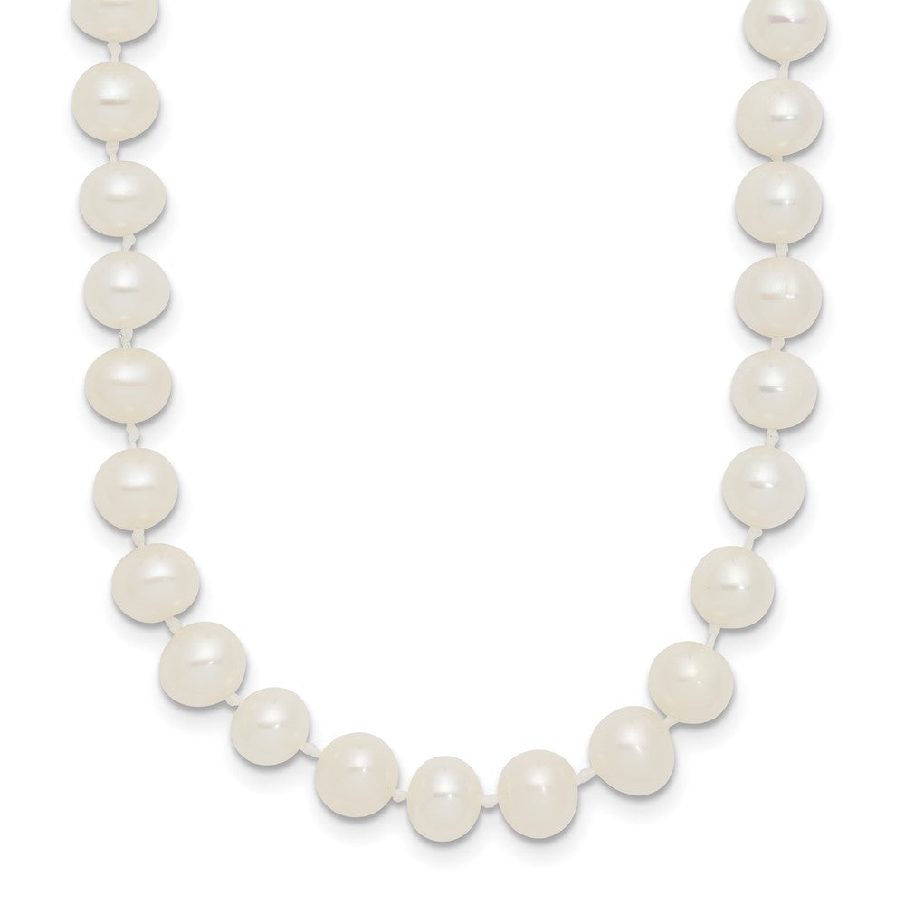 Sterling Silver Rhodium 5-6mm White Freshwater Cultured Pearl Necklace