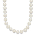 Sterling Silver Rhodium 5-6mm White Freshwater Cultured Pearl Necklace