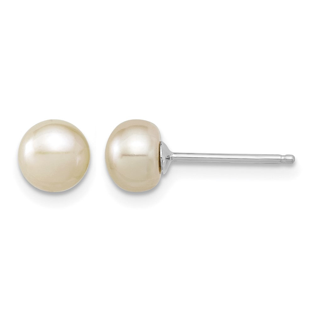 Sterling Silver Rh-p 6-7mm FWC Pearl Necklace 7.25 Brace & 1pc Earring Set