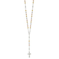 Sterling Silver Polished Rosary Tri-color Beads Necklace