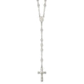 Sterling Silver Polished and Textured Bead Rosary 26 inch Necklace