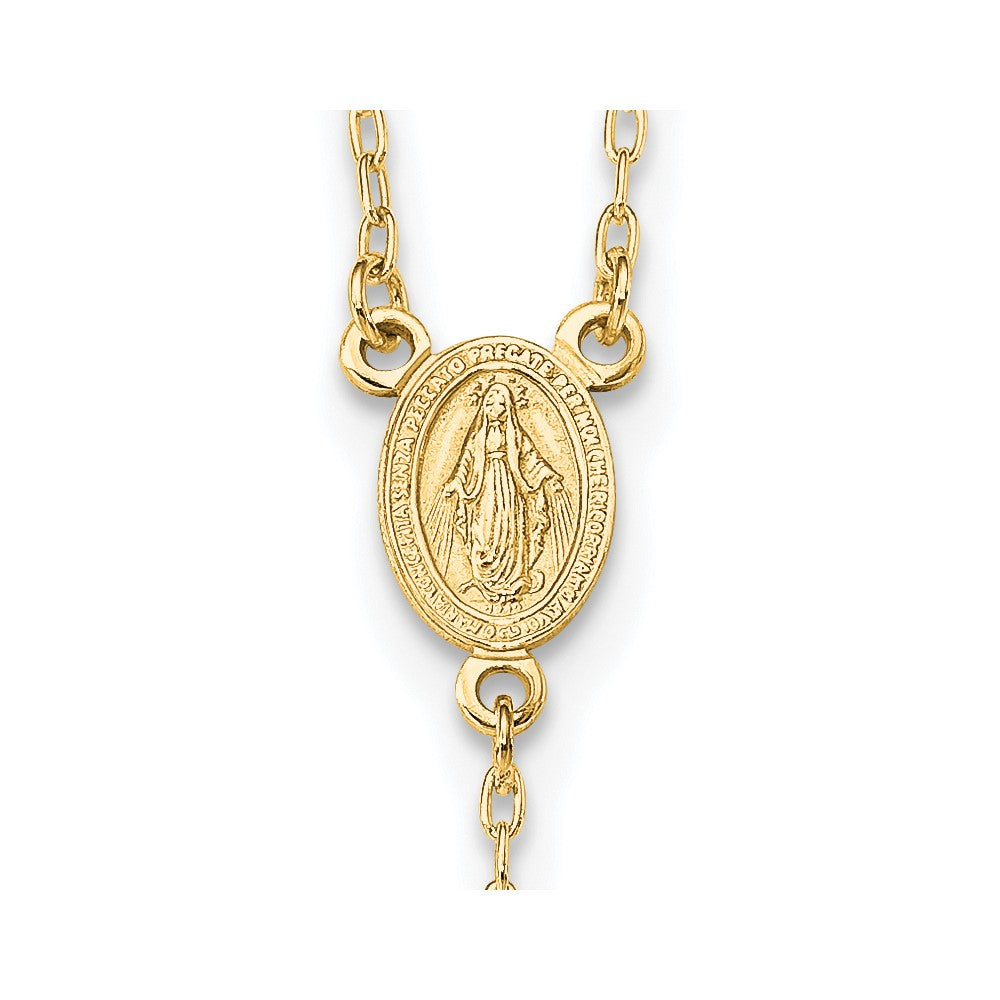 Sterling Silver Flash Gold-plated Polished Crucifix Rosary 18 inch Necklace