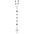 Sterling Silver Polished Black Onyx 33 Inch Rosary Necklace