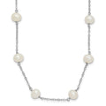 Sterling Silver Rh-plated (6-7mm) Fresh Water Cultured Pearl Necklace