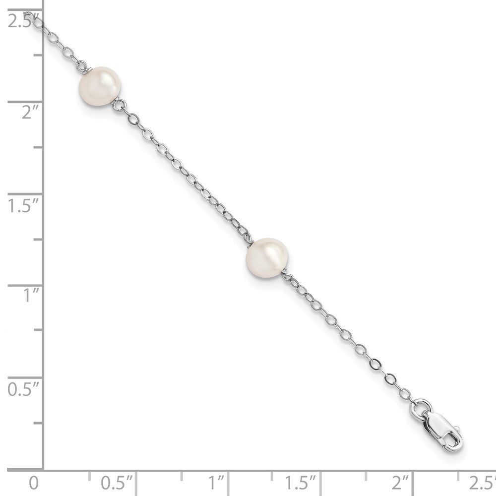 Sterling Silver Rh-plated FW Cultured Pearl w/ ext. Bracelet