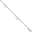Sterling Silver Rh-plated FW Cultured Pearl w/ ext. Bracelet