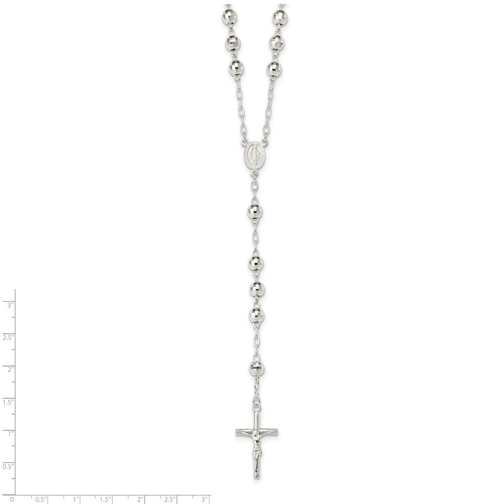 Sterling Silver Polished Rosary Necklace