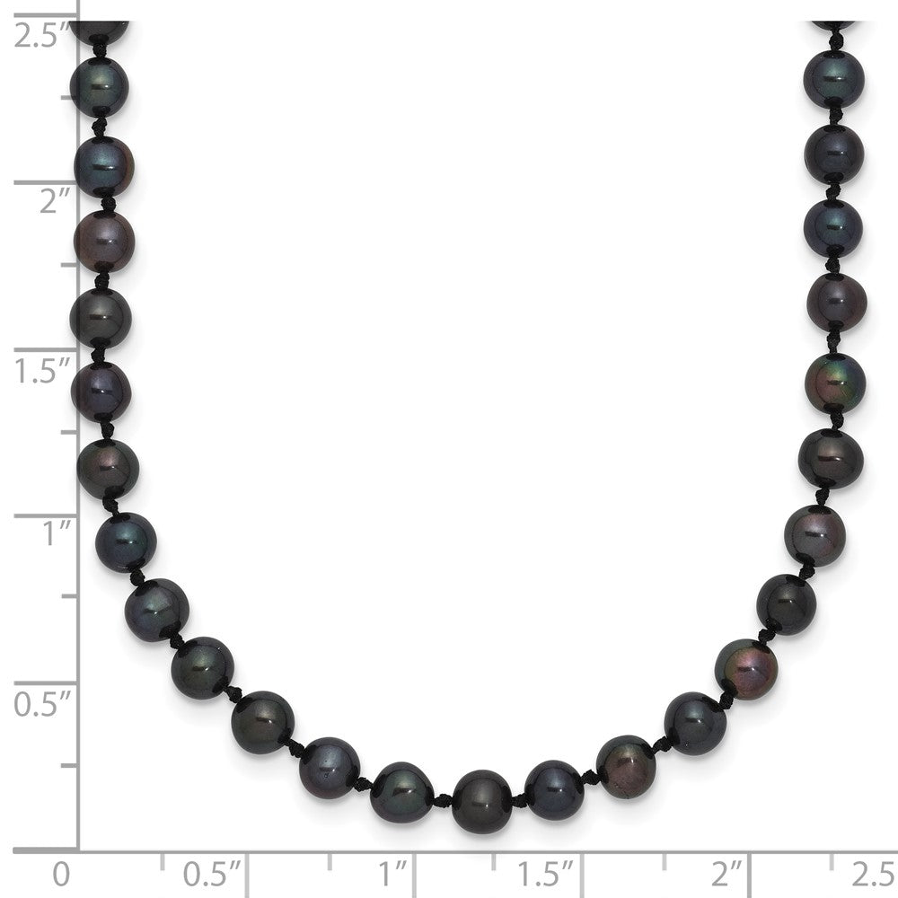Sterling Silver Rhod-plated 4-5mm Black FWC Pearl Necklace