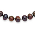 Sterling Silver Rhodium-plated 7-8mm Black FW Cultured Pearl Necklace