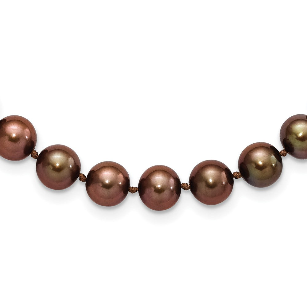 Sterling Silver Rhodium 8-9mm Brown Freshwater Cultured Pearl Necklace