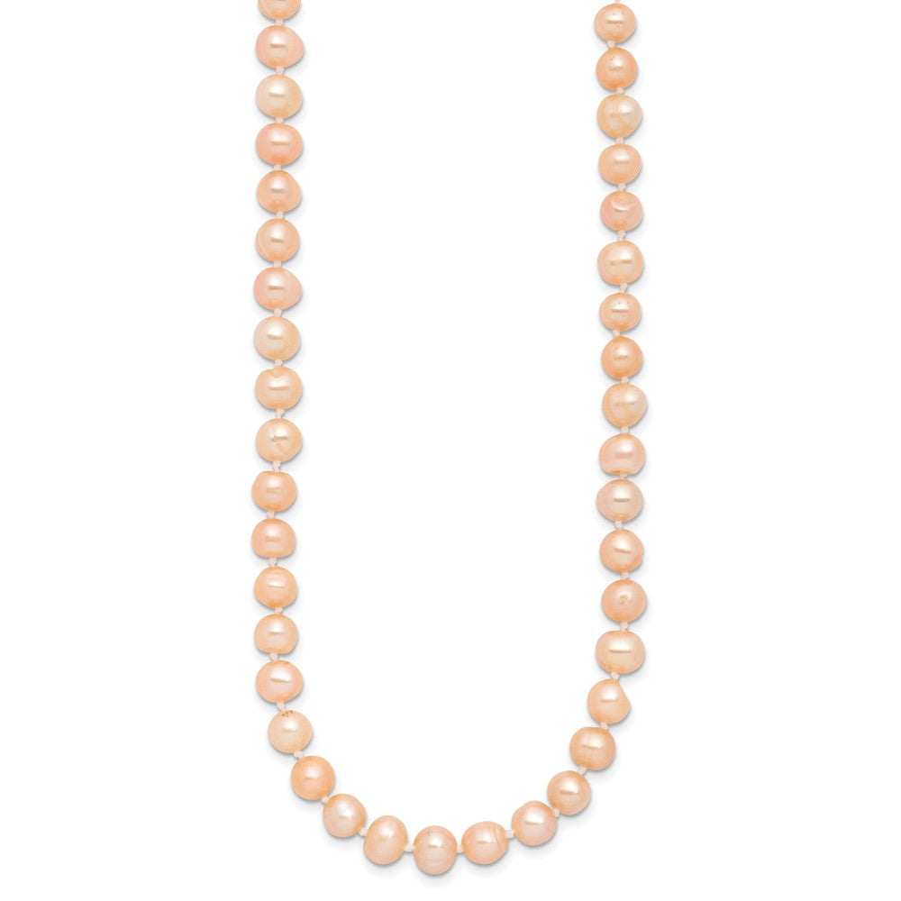 Sterling Silver Rhod-plated 6-7mm Pink FWC Pearl Necklace