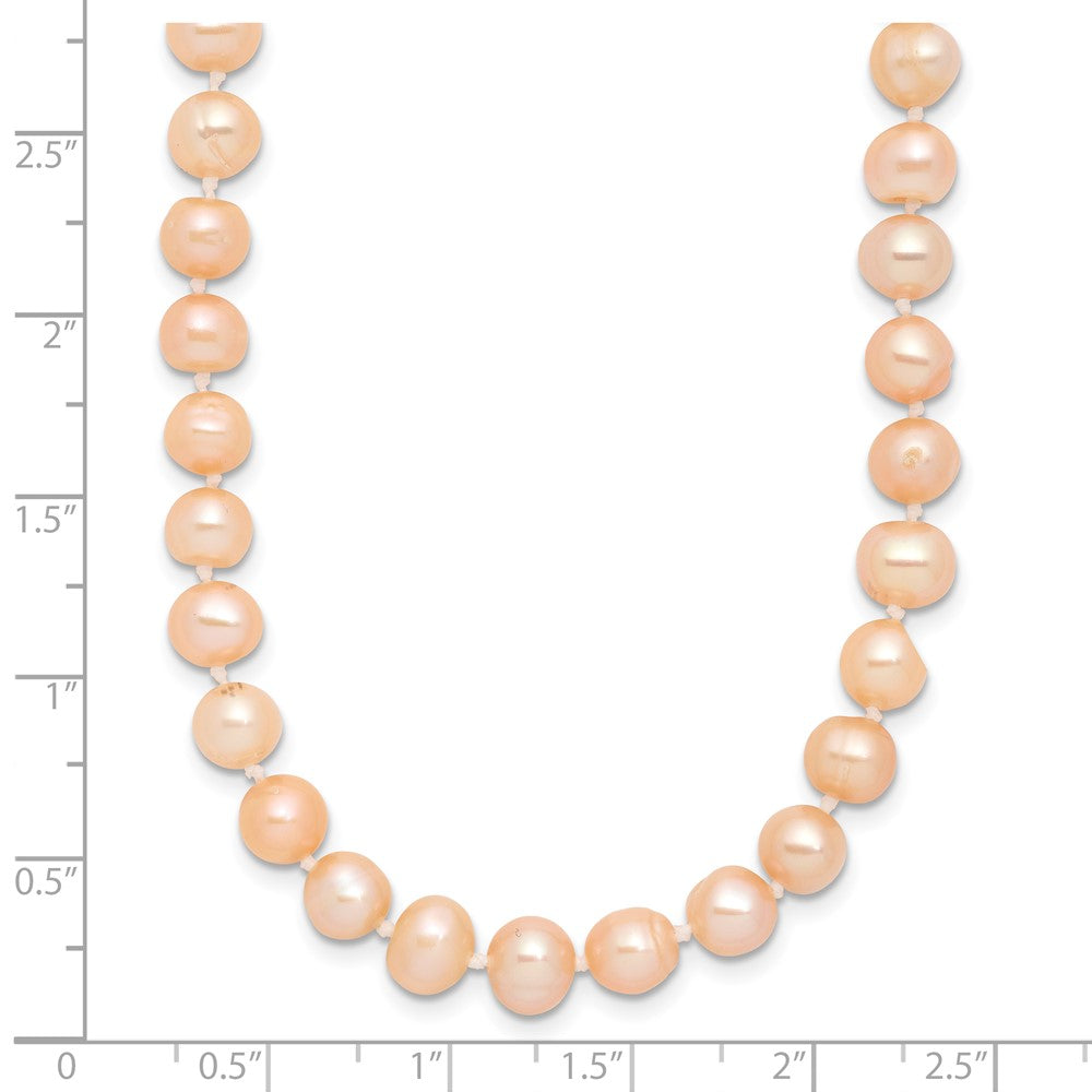 Sterling Silver Rhod-plated 6-7mm Pink FWC Pearl Necklace