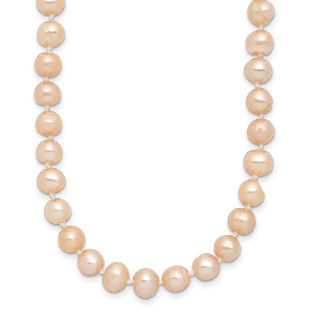 Sterling Silver Rhod-plated 6-7mm Pink FWC Pearl Necklace