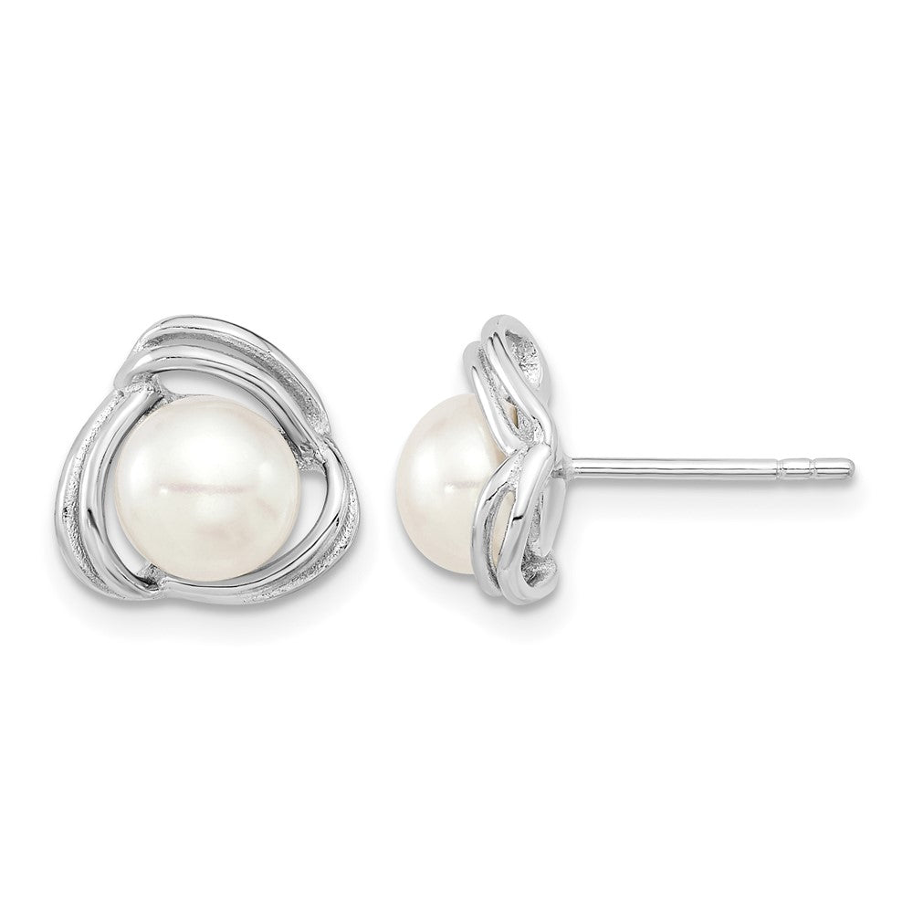 Sterling Silver Rhodium-plated 6-7mm White FWC Pearl Necklace/Earring Set
