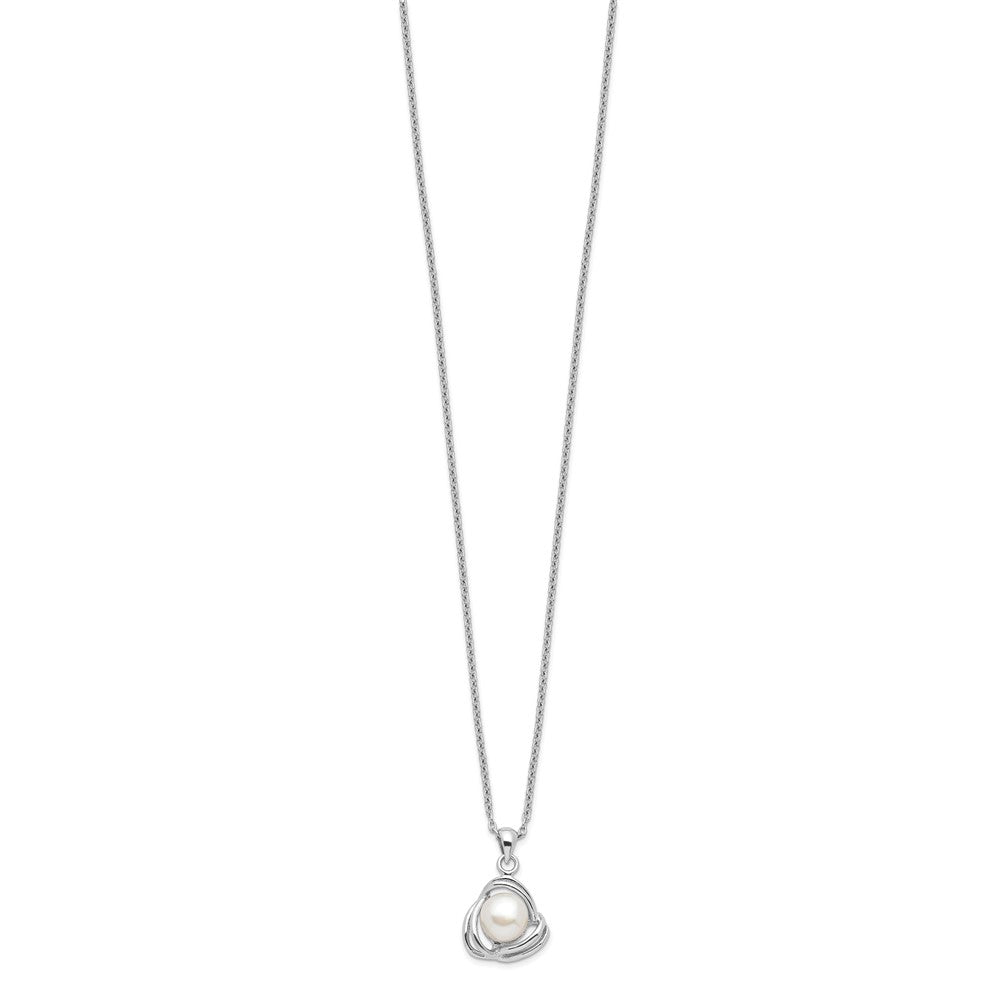Sterling Silver Rhodium-plated 6-7mm White FWC Pearl Necklace/Earring Set