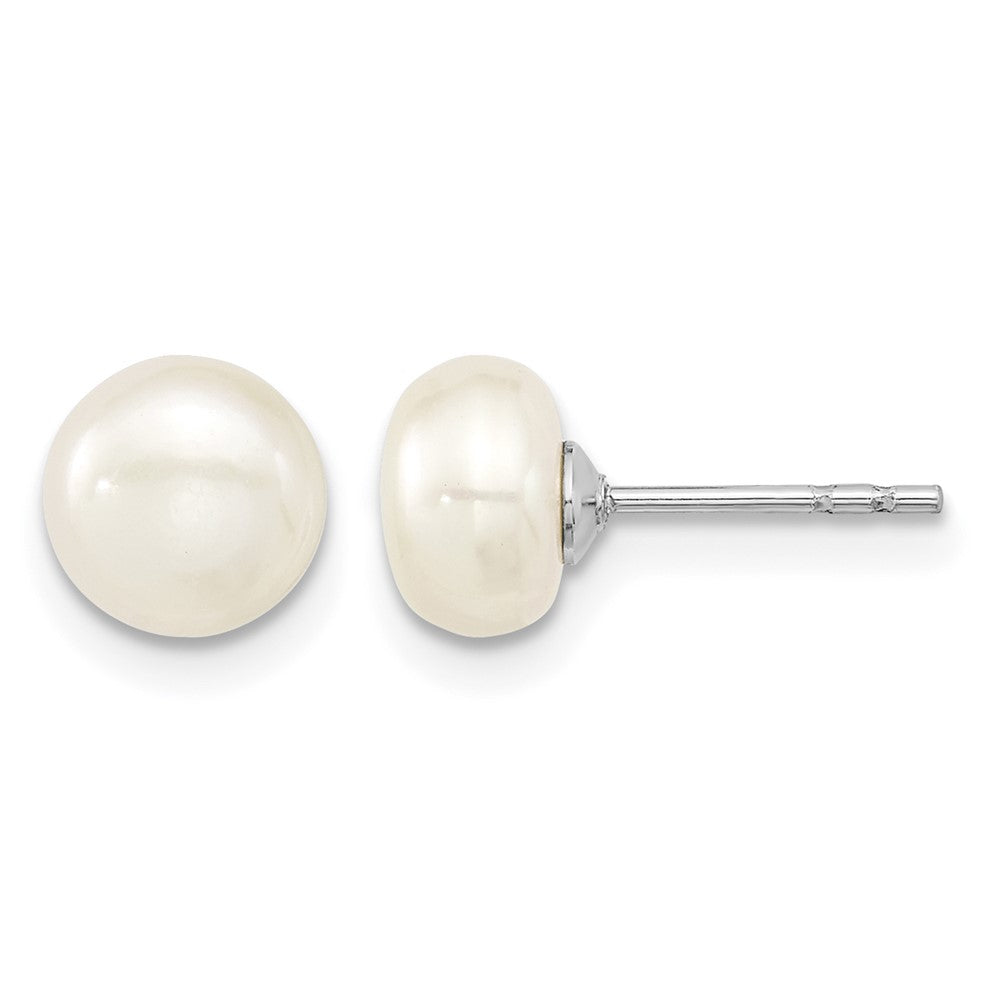 Sterling Silver Rhodium-plated FWC Pearl Necklace/Stud Earring Set