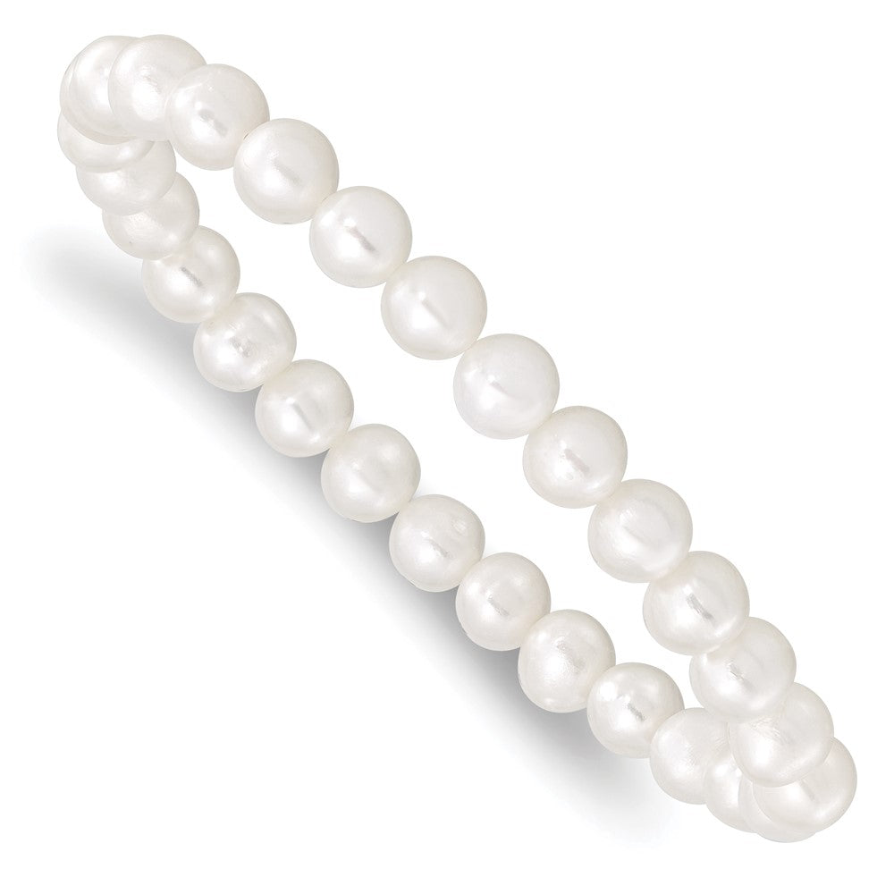 6-7mm Wht/Gry/Blk/Pink/Purp Semi-round FWC Pearl Stretch Bracelet 5 pc Set