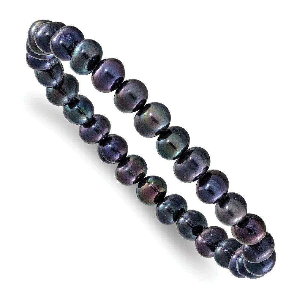 6-7mm Wht/Gry/Blk/Pink/Purp Semi-round FWC Pearl Stretch Bracelet 5 pc Set