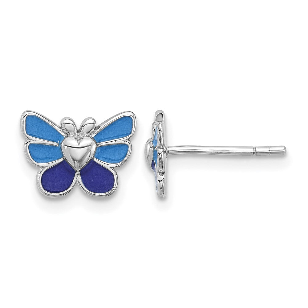Sterling Silver RH-pltd Butterfly Earring, Pendant & Adjustable Ring Set