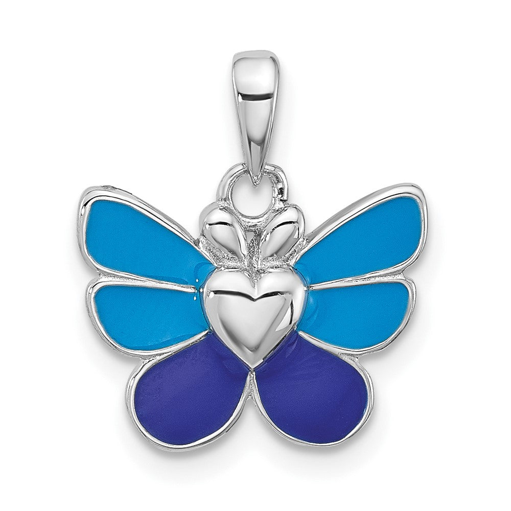 Sterling Silver RH-pltd Butterfly Earring, Pendant & Adjustable Ring Set