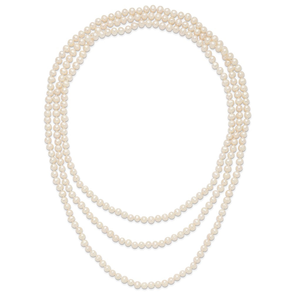 6-7mm White Semi-round Freshwater Cultured Pearl Endless Necklace