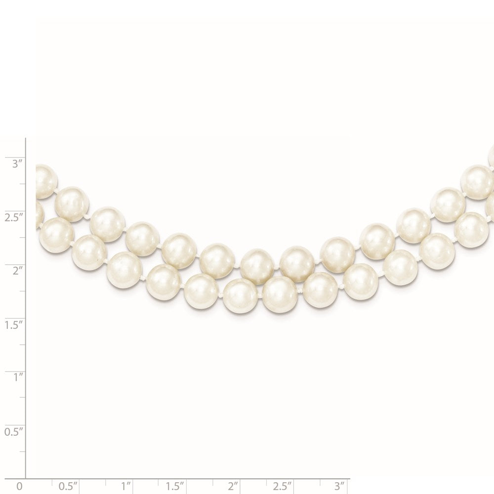 Sterling Silver Rhodium 7.5-8.5mm White FWC Pearl 2-Strand Necklace