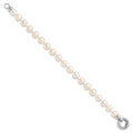 Sterling Silver Rhodium-plated 9-10mm White FWC Pearl CZ Fancy Bracelet