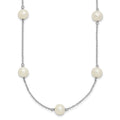 Sterling Silver Rh-plated 7-8mm FW Cultured 9 Station Pearl Necklace