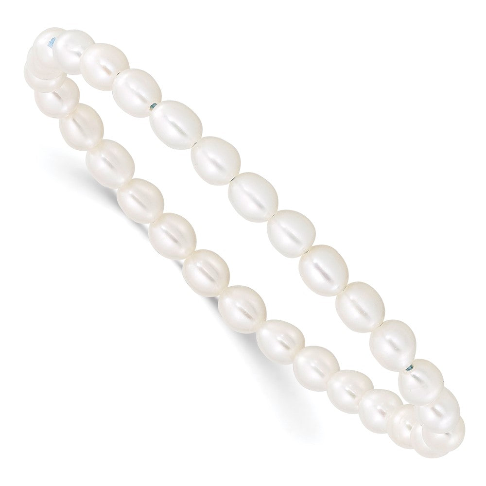 4-5mm White Rice Freshwater Cultured Pearl Small Stretch Bracelet