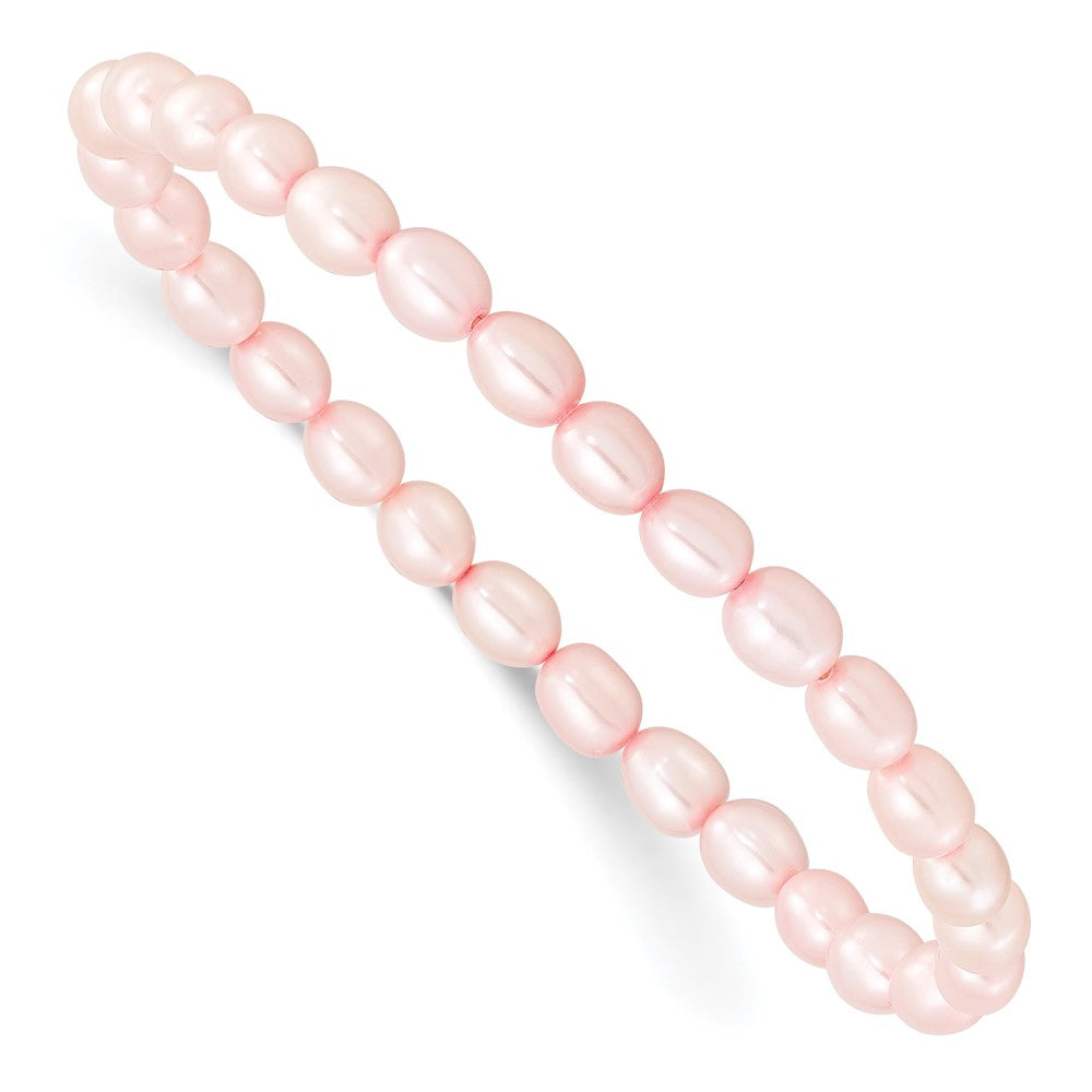 4-5mm Pink Rice Freshwater Cultured Pearl Small Stretch Bracelet