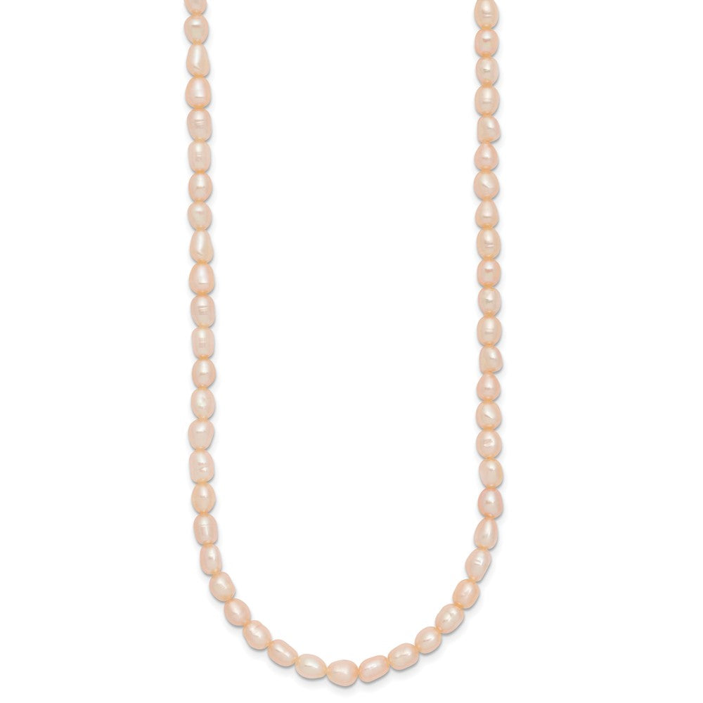 Sterling Silver RH-plate 4-5mm Pink Rice FWC Pearl Children's Necklace