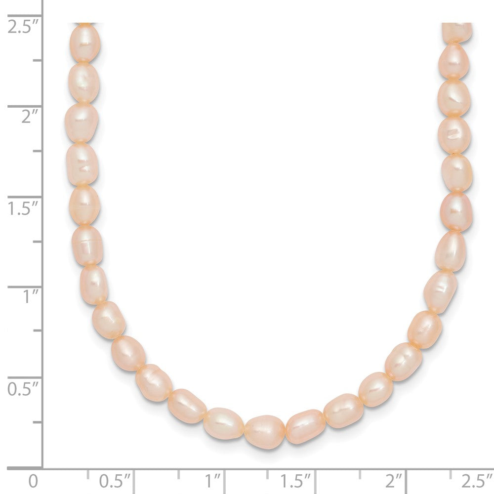 Sterling Silver RH-plate 4-5mm Pink Rice FWC Pearl Children's Necklace