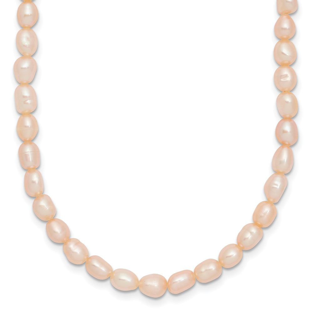 Sterling Silver RH-plate 4-5mm Pink Rice FWC Pearl Children's Necklace