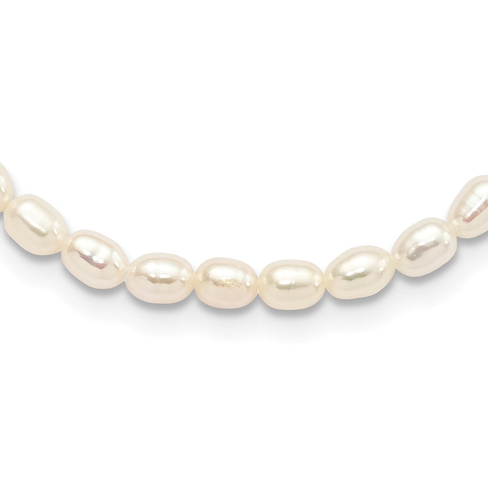 Sterling Silver RH-plate 4-5mm White Rice FWC Pearl Children's Necklace