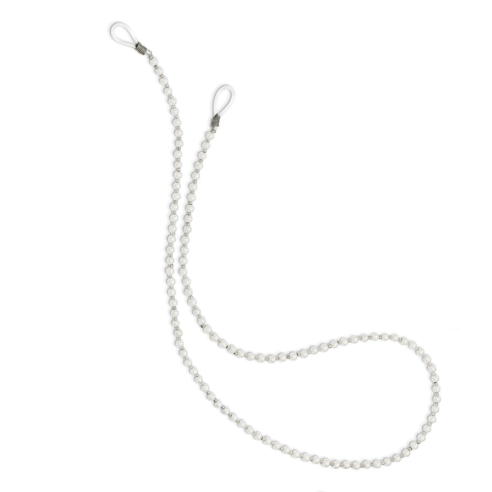 4-5mm White Imitation Shell Pearl with Glass Bead Eyewear Chain