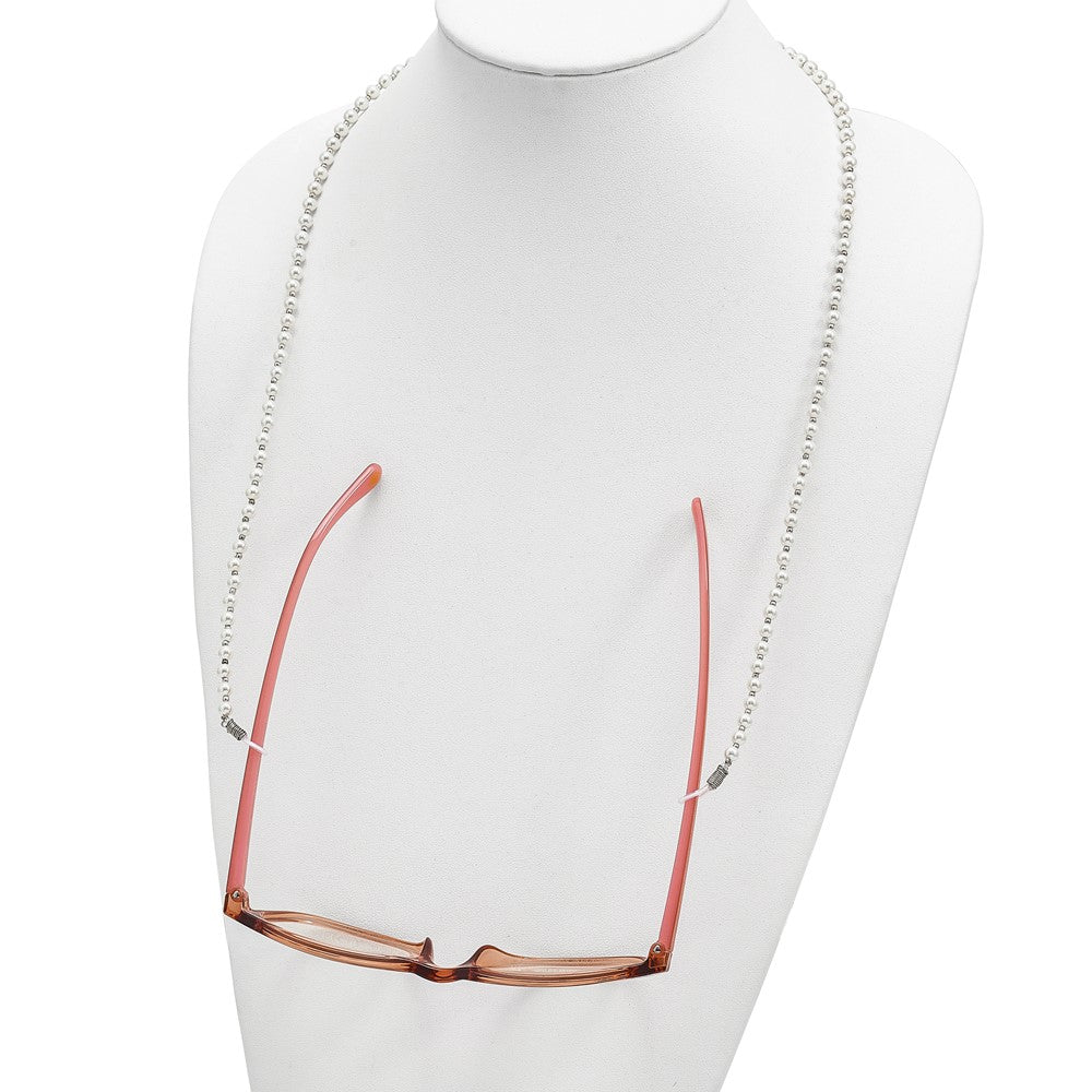4-5mm White Imitation Shell Pearl with Glass Bead Eyewear Chain