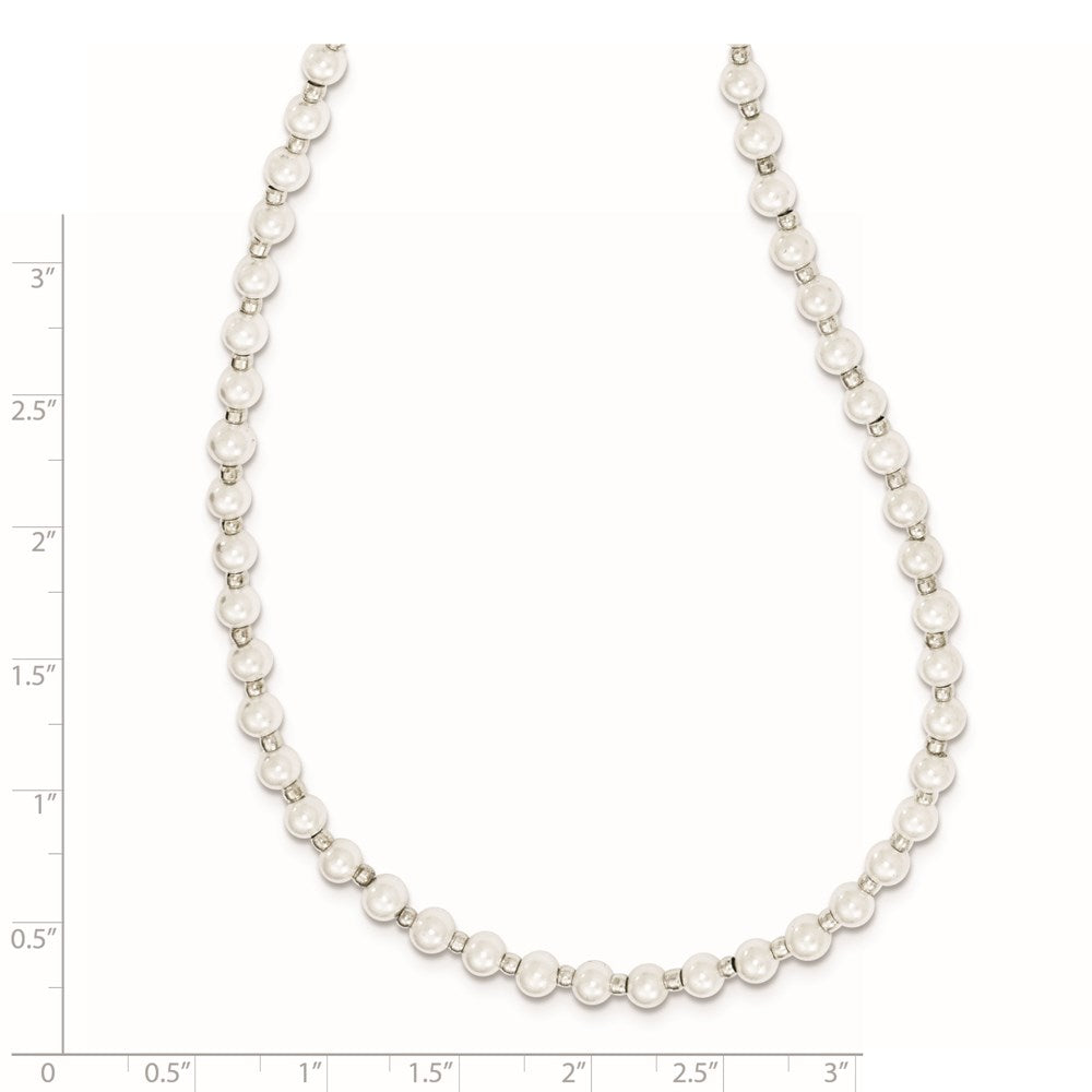 4-5mm White Imitation Shell Pearl with Glass Bead Eyewear Chain