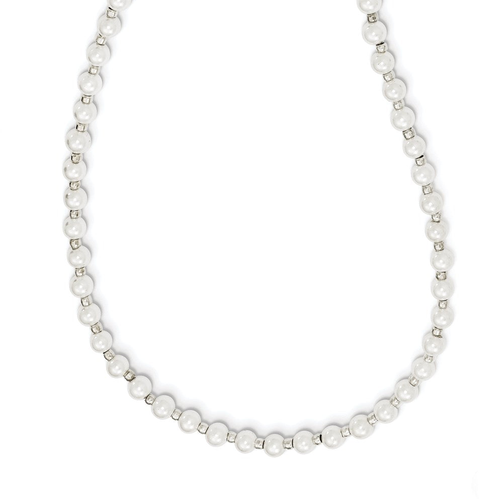 4-5mm White Imitation Shell Pearl with Glass Bead Eyewear Chain