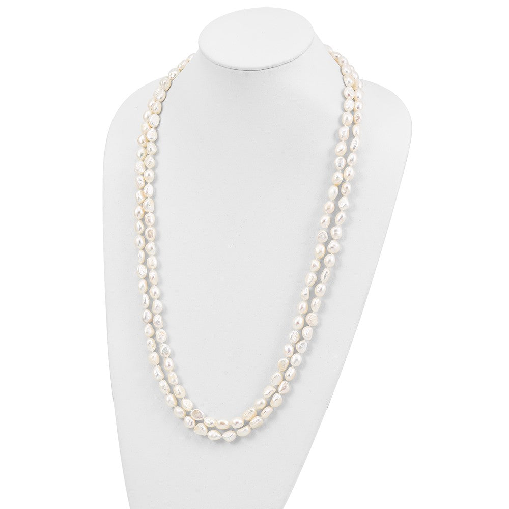 9-10mm White Baroque Freshwater Cultured Pearl Endless 64 inch Necklace