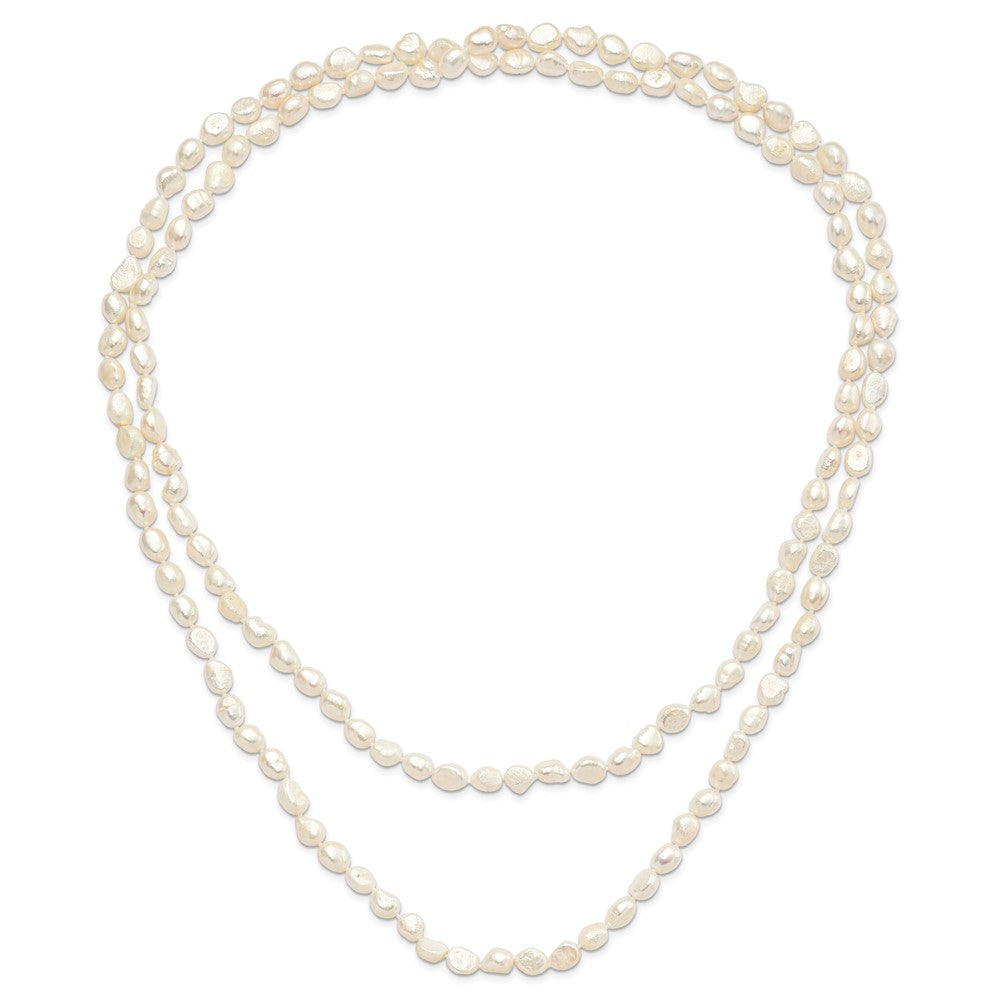 9-10mm White Baroque Freshwater Cultured Pearl Endless 64 inch Necklace